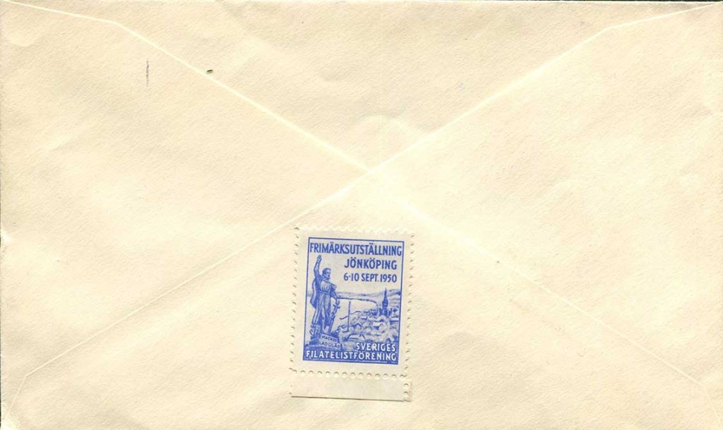 Baksidan med ett brevmärke från uttällningen